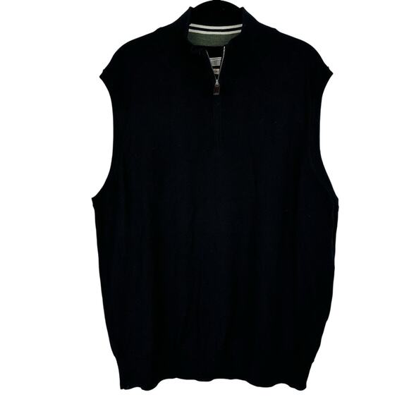 Williams Kent Sweater Mens XL Italian Merino Wool Black 1/4 Zip Vest Golf Preppy - Picture 1 of 11